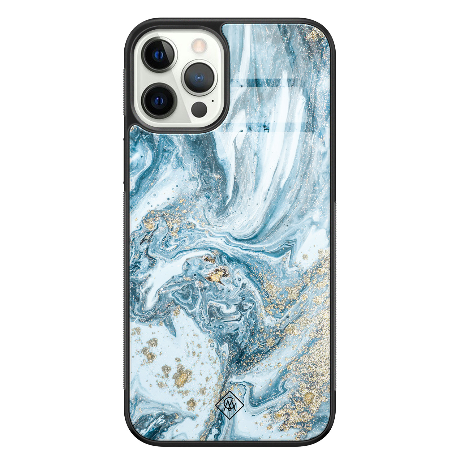 iPhone 12 Pro glazen hardcase Marble sea