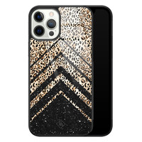 Casimoda iPhone 12 Pro glazen hardcase - Chevron luipaard