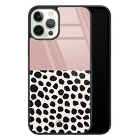 Casimoda iPhone 12 Pro glazen hardcase - Pink dots