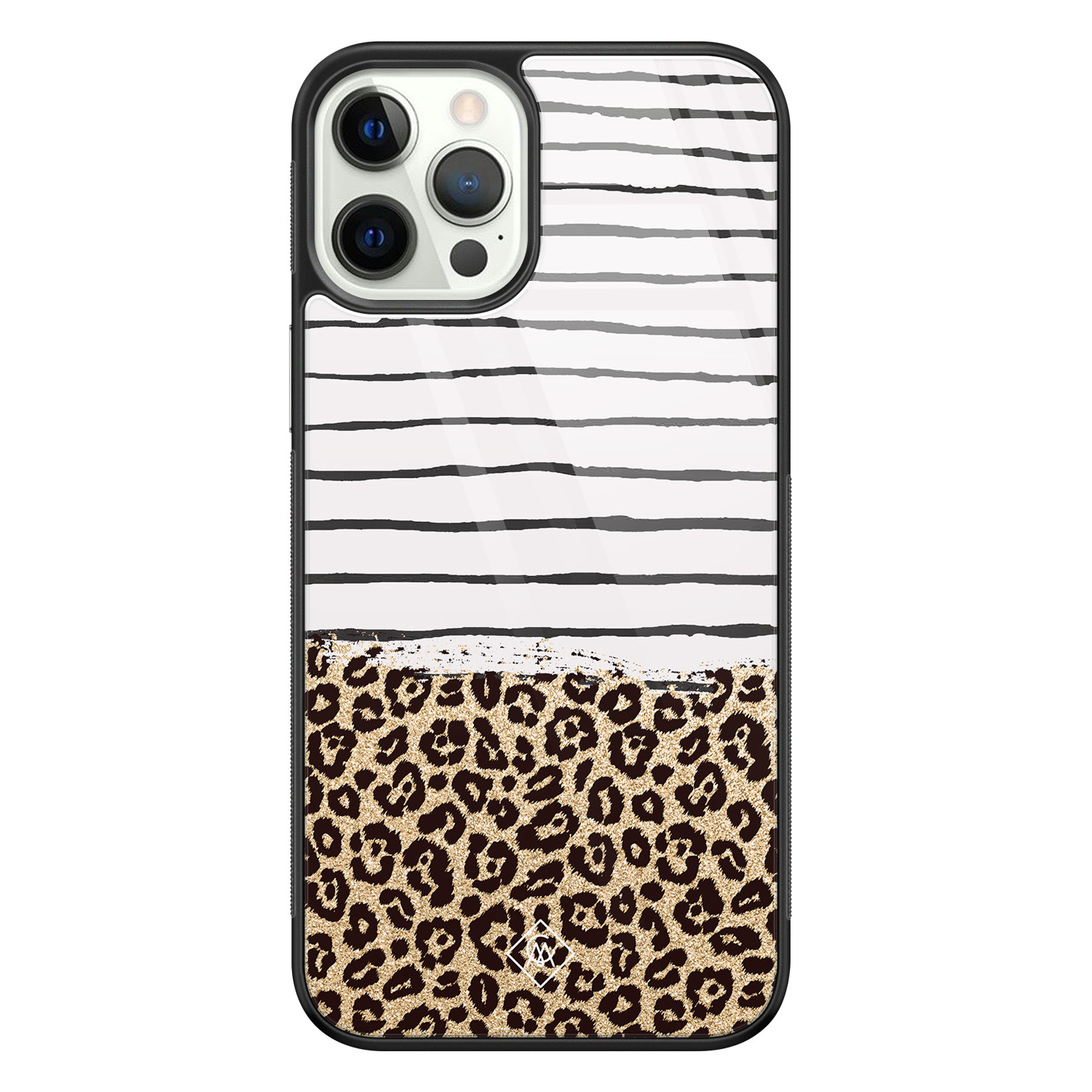 iPhone 12 Pro glazen hardcase Leopard lines
