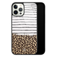 Casimoda iPhone 12 Pro glazen hardcase - Leopard lines