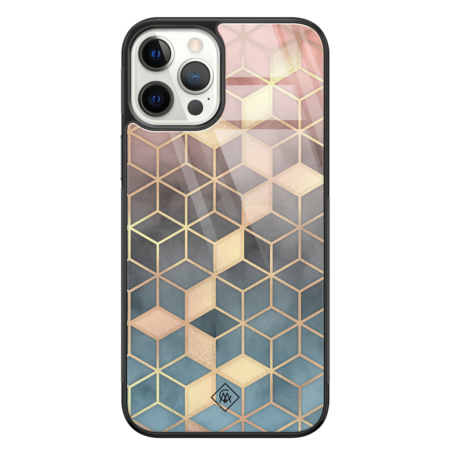 iPhone 12 Pro glazen hardcase Cubes art