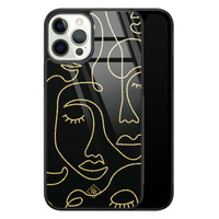 Casimoda iPhone 12 Pro glazen hardcase - Abstract faces