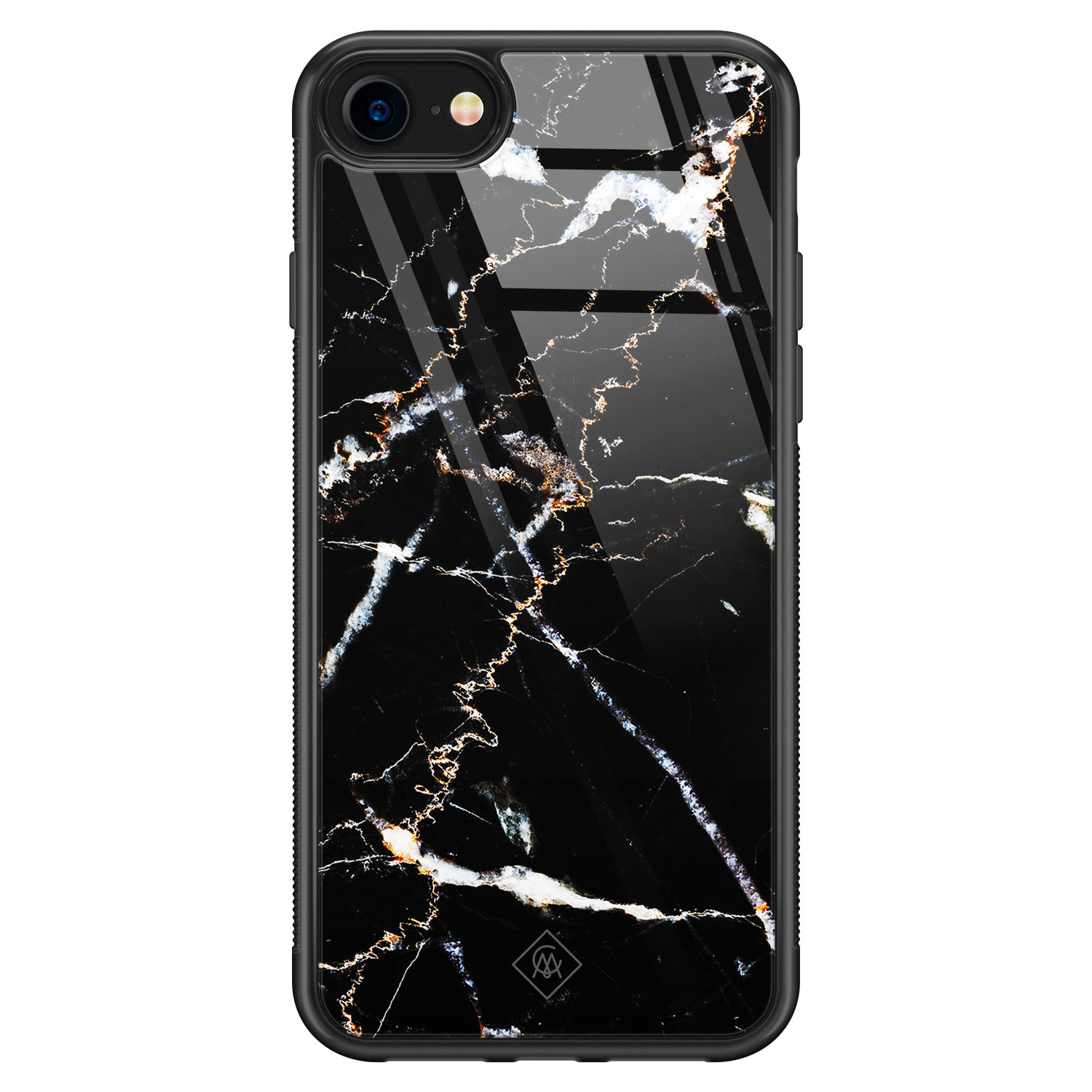iPhone 8 7 glazen hardcase Marmer zwart