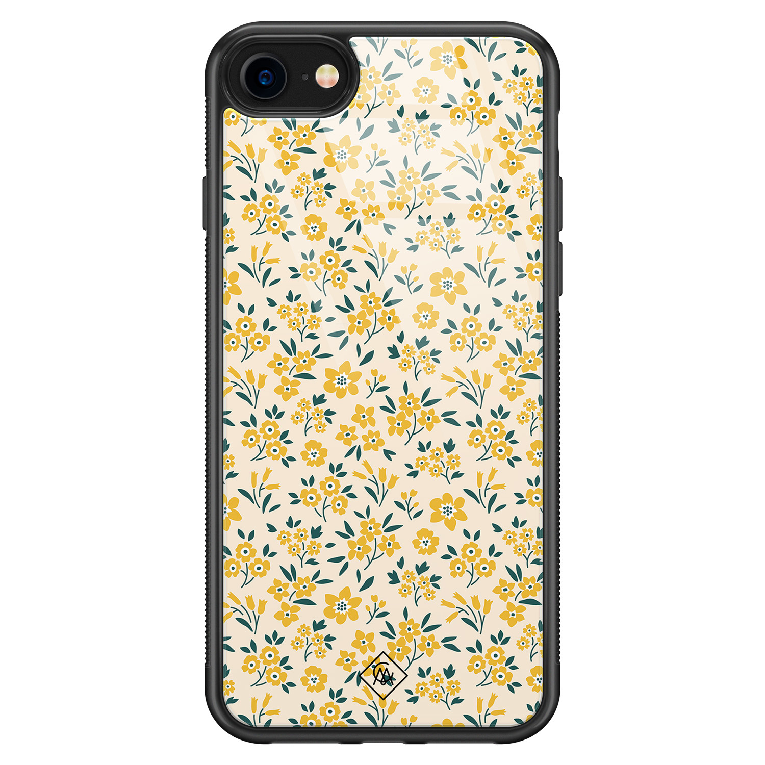 iPhone 8 7 glazen hardcase Yellow garden