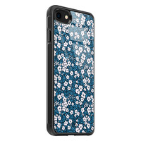 Casimoda iPhone 8/7 glazen hardcase - Bloemen blauw