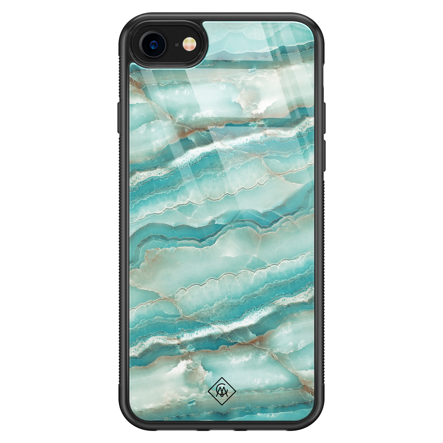 iPhone 8 7 glazen hardcase Marmer azuurblauw
