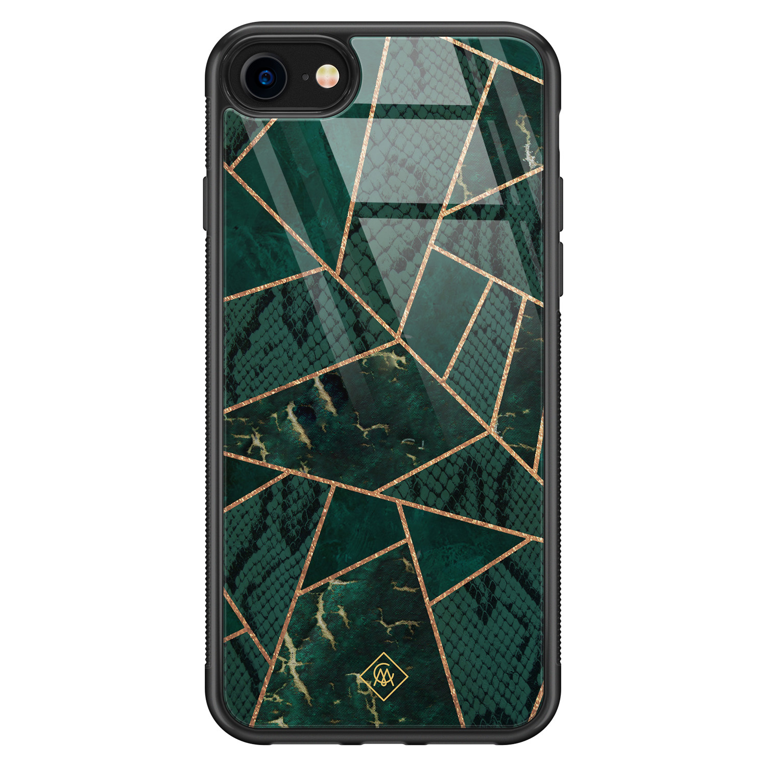 iPhone 8/7 glazen hardcase - Abstract groen