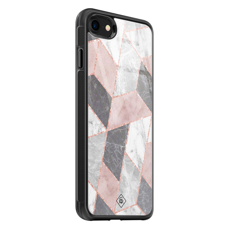 Casimoda iPhone 8/7 glazen hardcase - Stone grid