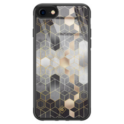 Casimoda iPhone 8/7 glazen hardcase - Grey cubes