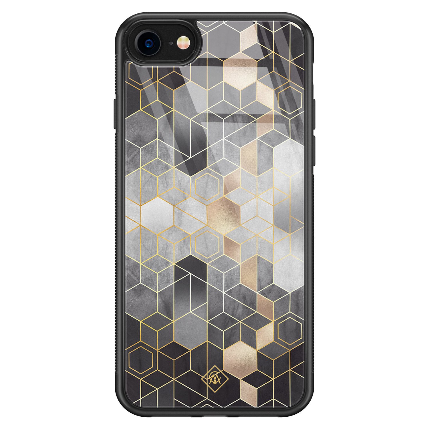 iPhone 8 7 glazen hardcase Grey cubes