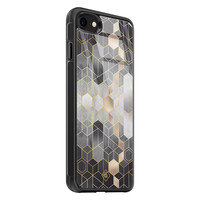 Casimoda iPhone 8/7 glazen hardcase - Grey cubes