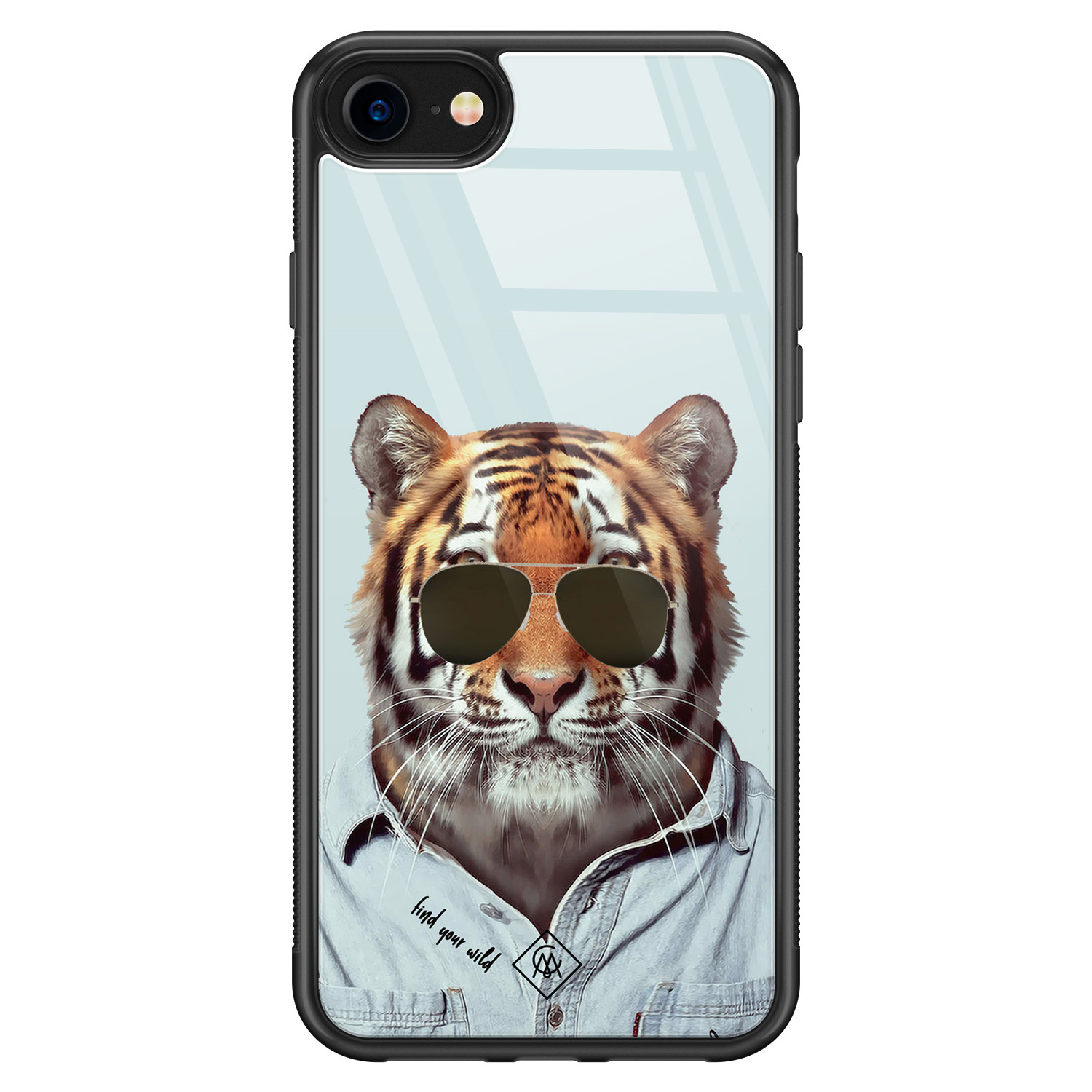 iPhone 8 7 glazen hardcase Tijger wild