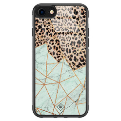 Casimoda iPhone 8/7 glazen hardcase - Luipaard marmer mint