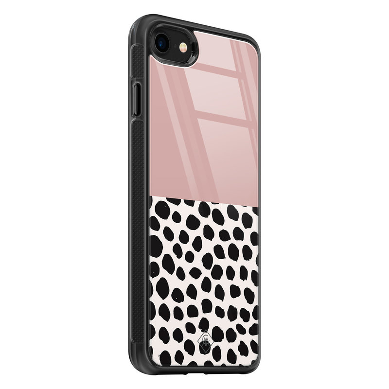 Casimoda iPhone 8/7 glazen hardcase - Pink dots