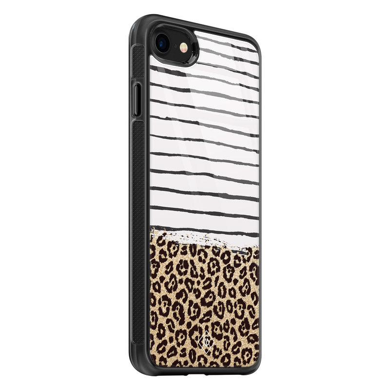 Casimoda iPhone 8/7 glazen hardcase - Leopard lines