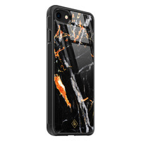 Casimoda iPhone 8/7 glazen hardcase - Marmer zwart oranje