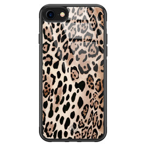 Casimoda iPhone SE 2020 glazen hardcase - Golden wildcat