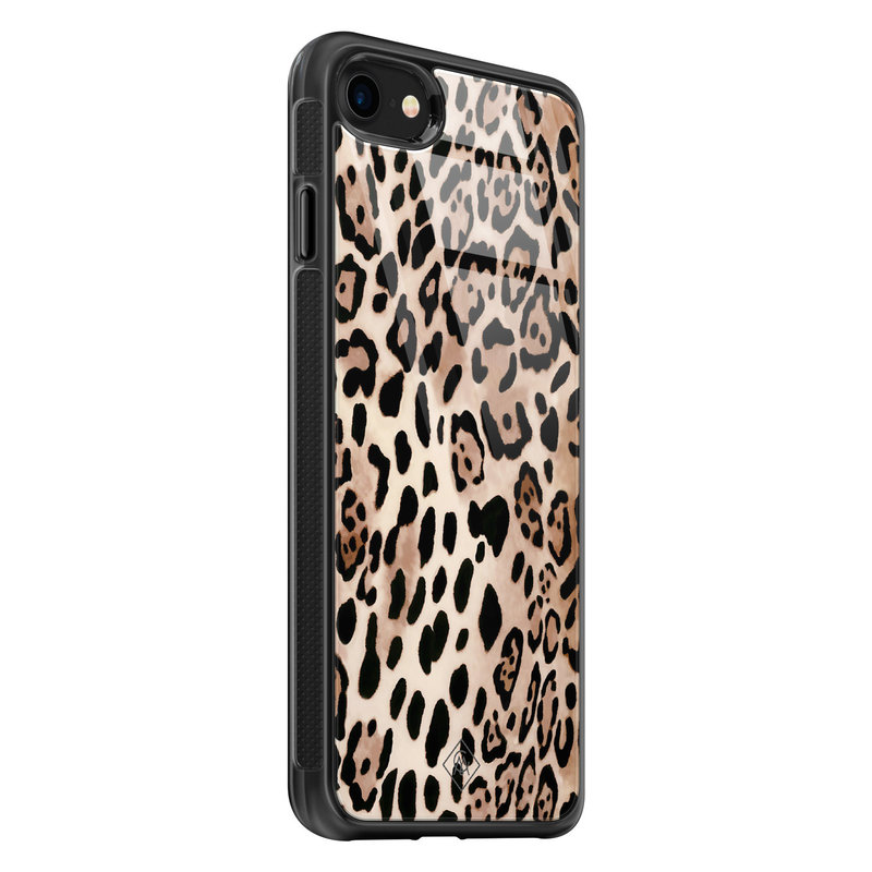 Casimoda iPhone SE 2020 glazen hardcase - Golden wildcat