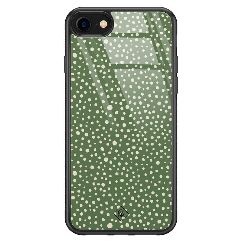 Casimoda iPhone SE 2020 glazen hardcase - Green dots