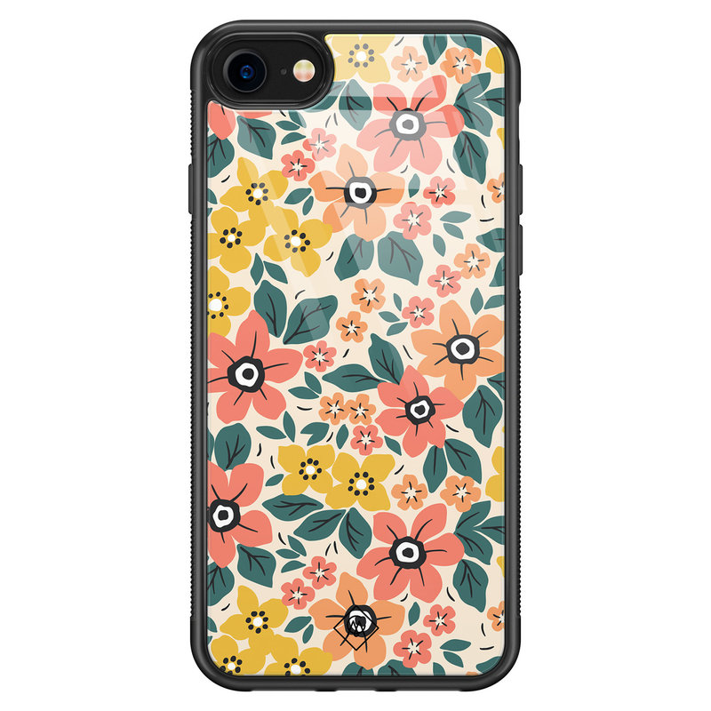 Casimoda iPhone SE 2020 glazen hardcase - Blossom