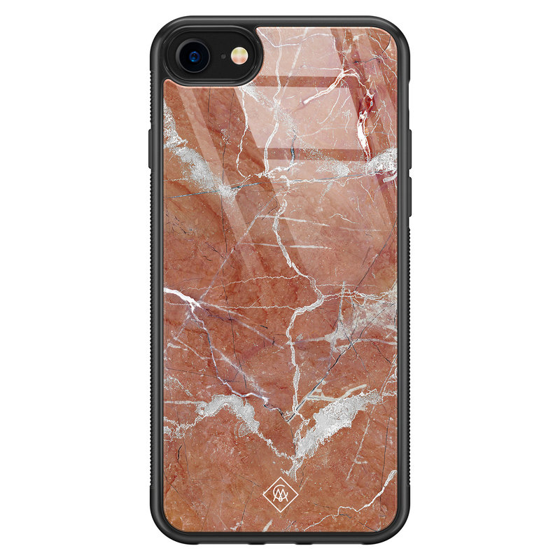 Casimoda iPhone SE 2020 glazen hardcase - Marble sunkissed