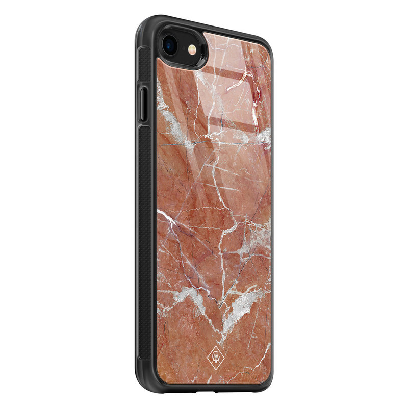 Casimoda iPhone SE 2020 glazen hardcase - Marble sunkissed