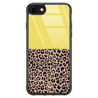 Casimoda iPhone SE 2020 glazen hardcase - Luipaard geel