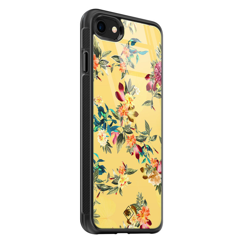 Casimoda iPhone SE 2020 glazen hardcase - Florals for days