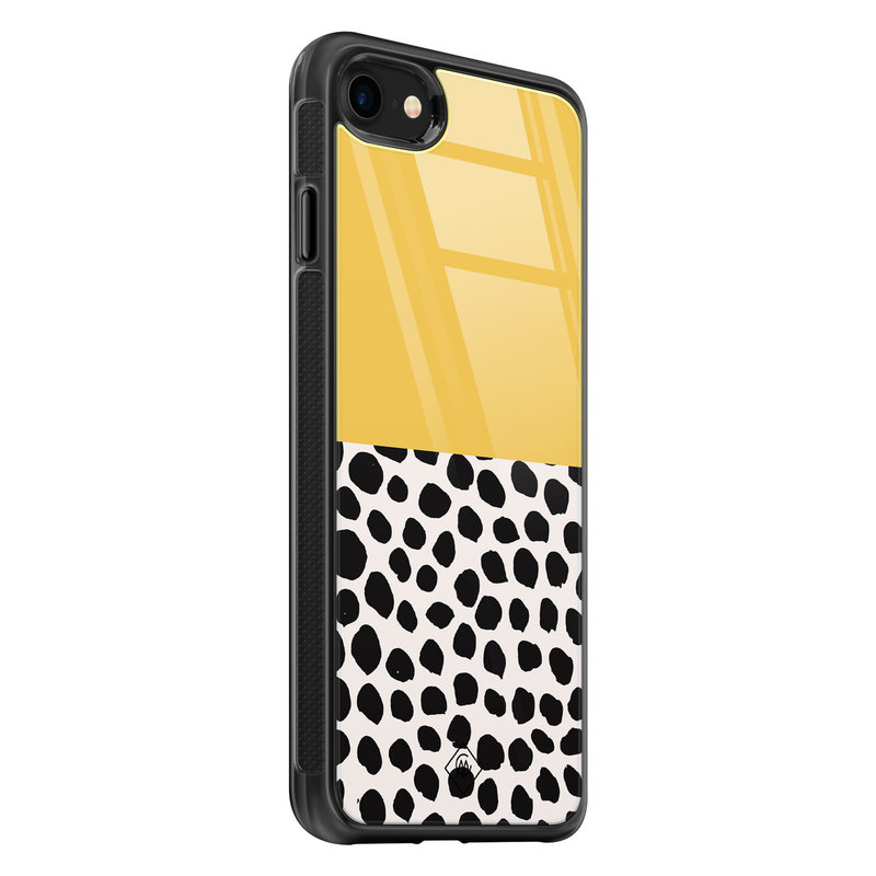 Casimoda iPhone SE 2020 glazen hardcase - Abstract geel