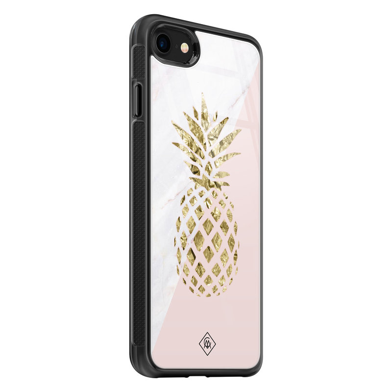 Casimoda iPhone SE 2020 glazen hardcase - Ananas