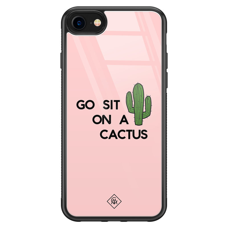 Casimoda iPhone SE 2020 glazen hardcase - Go sit on a cactus