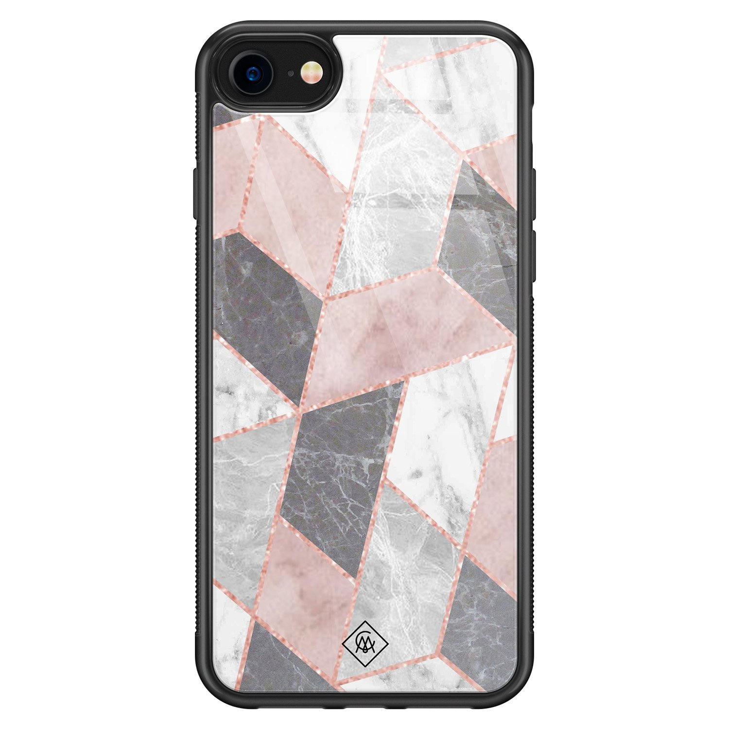 iPhone SE 2020 glazen hardcase - Stone grid