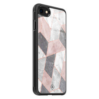 Casimoda iPhone SE 2020 glazen hardcase - Stone grid