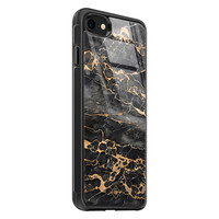 Casimoda iPhone SE 2020 glazen hardcase - Marmer grijs brons