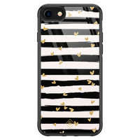 Casimoda iPhone SE 2020 glazen hardcase - Hart streepjes