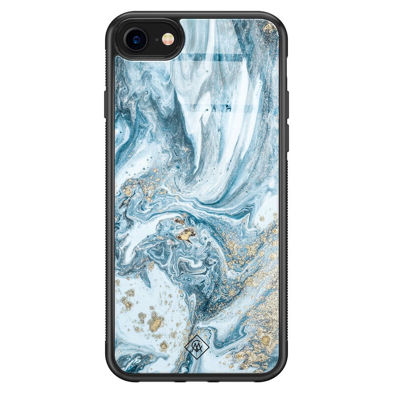 Casimoda iPhone SE 2020 glazen hardcase - Marble sea