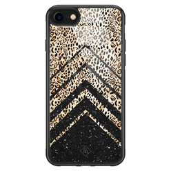 Casimoda iPhone SE 2020 glazen hardcase - Chevron luipaard