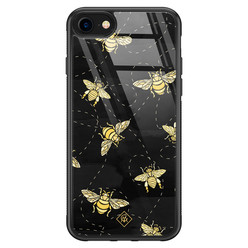 Casimoda iPhone SE 2020 glazen hardcase - Bee yourself