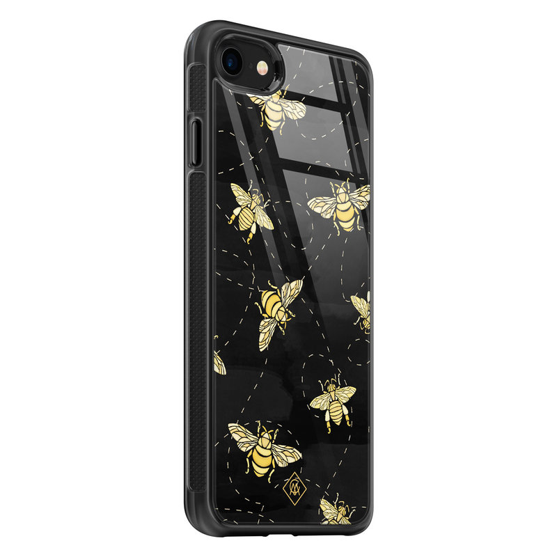 Casimoda iPhone SE 2020 glazen hardcase - Bee yourself