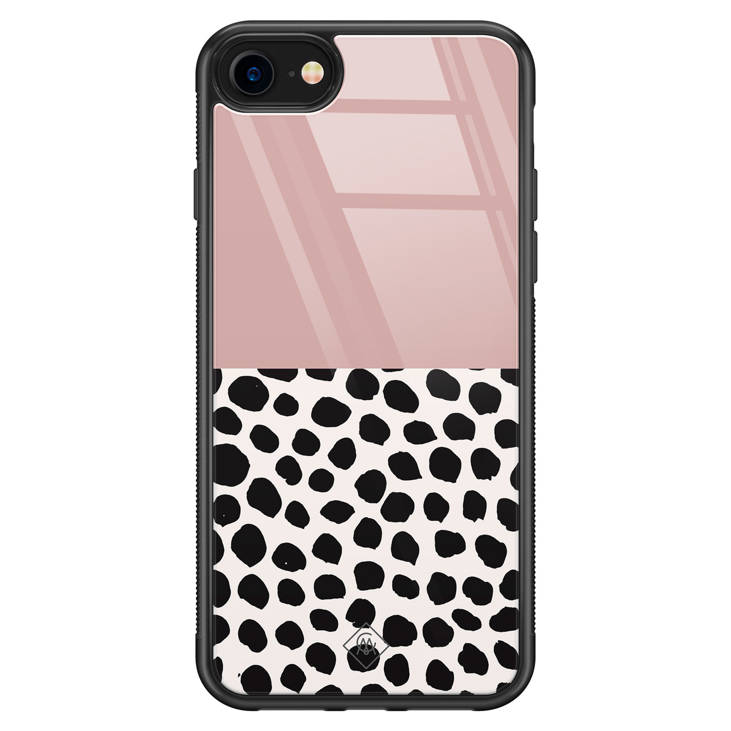 iPhone SE 2020 glazen hardcase Pink dots