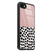 Casimoda iPhone SE 2020 glazen hardcase - Pink dots