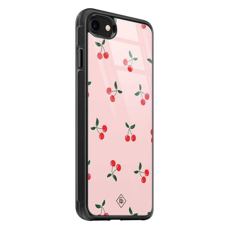 Casimoda iPhone SE 2020 glazen hardcase - Kersjes