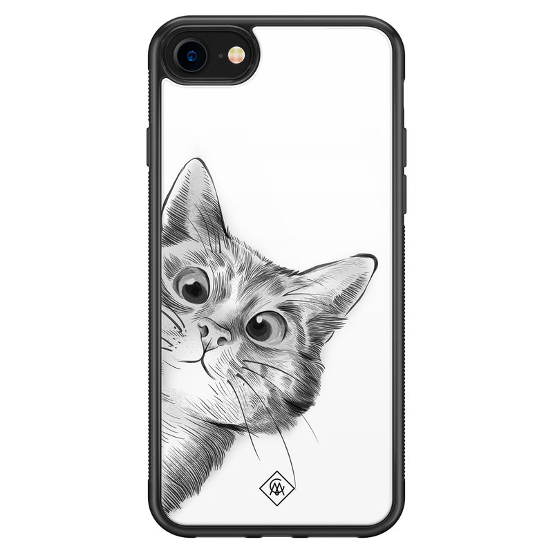 Casimoda iPhone SE 2020 glazen hardcase - Peekaboo