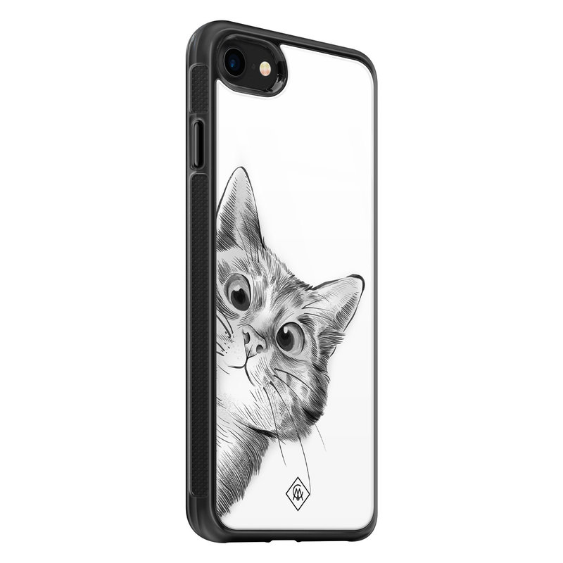 Casimoda iPhone SE 2020 glazen hardcase - Peekaboo