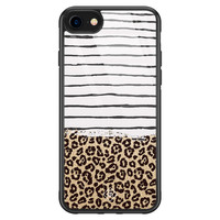 Casimoda iPhone SE 2020 glazen hardcase - Leopard lines