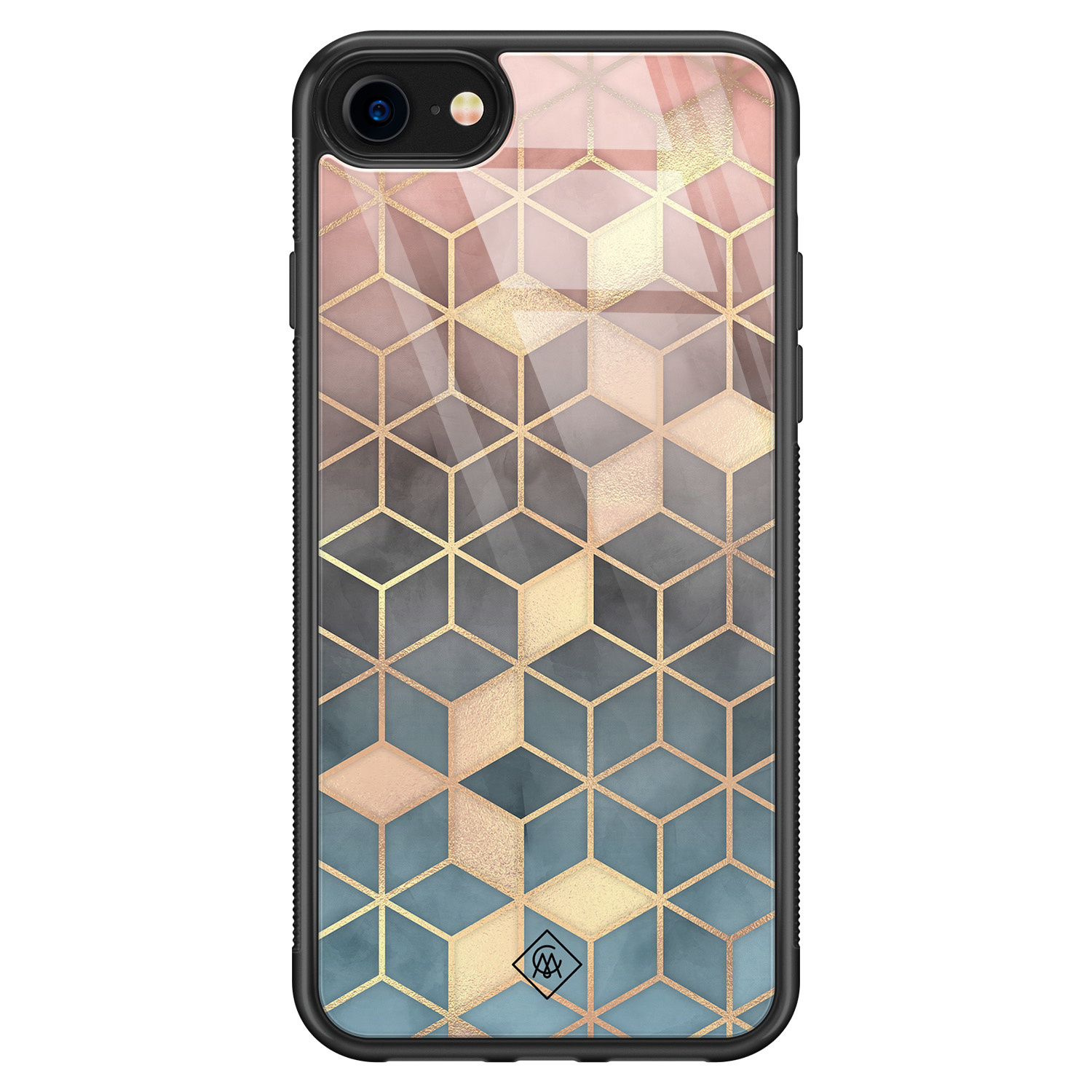 iPhone SE 2020 glazen hardcase - Cubes art