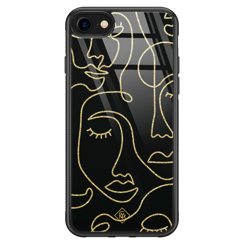 Casimoda iPhone SE 2020 glazen hardcase - Abstract faces