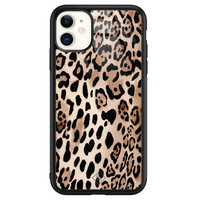 Casimoda iPhone 11 glazen hardcase - Golden wildcat