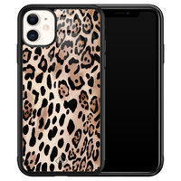 Casimoda iPhone 11 glazen hardcase - Golden wildcat